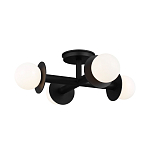 Потолочный светильник с тремя белыми матовыми стеклянными плафонами в форме шаров на черном основании Generation Lighting варинант исполнения - 2 | Loft Concept в Тюмени