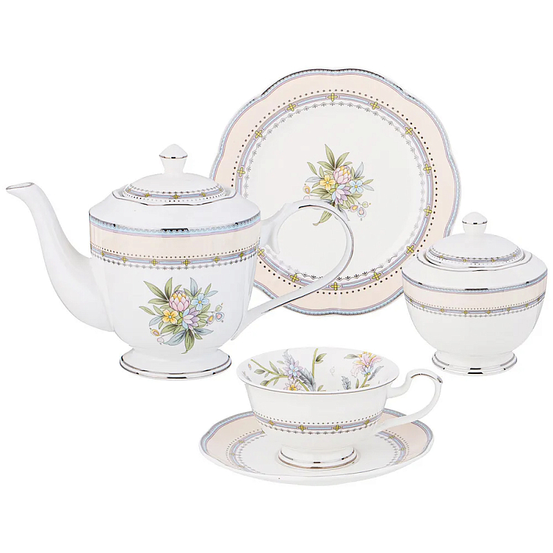 Чайный сервиз из фарфора на 6 персон 20 предметов Tea Flower Set Мульти Чайный сервиз из фарфора на 6 персон 20 предметов Tea Flower Set Мульти в Тюмени | Loft Concept