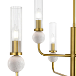 Люстра с 6-ю плафонами в форме стеклянных трубок и мраморных декоративных элементов Montreal варинант исполнения - 5 | Loft Concept в Тюмени