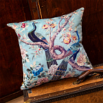 Подушка декоративная с изображением птиц в саду Chinoiserie Garden Two Peacocks Cushion варинант исполнения - 2 | Loft Concept в Тюмени