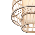 Подвесной светильник из деревянных прутьев с плафоном из натуральной ткани Light Inside the Cell варинант исполнения - 6 | Loft Concept в Тюмени