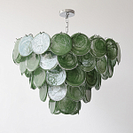 Люстра из зеленых стеклянных дисков с перламутровым эффектом Green Glowing Glaze варинант исполнения - 5 | Loft Concept в Тюмени