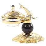 Икорница с декором "Стерлядка на ракушке" с гравировкой на подставке из натурального камня Обсидиан Decorative Cavair Dishes варинант исполнения - 1 | Loft Concept в Тюмени