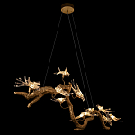 Люстра подвесная линейная с прозрачными стеклянными птичками на ветвях Serip Voa варинант исполнения - 5 | Loft Concept в Тюмени