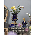 Ваза темно-синего цвета из фарфора с бронзовыми ручками в виде змей Высота 39 см Eden Garden porcelain and bronze варинант исполнения - 3 | Loft Concept в Тюмени