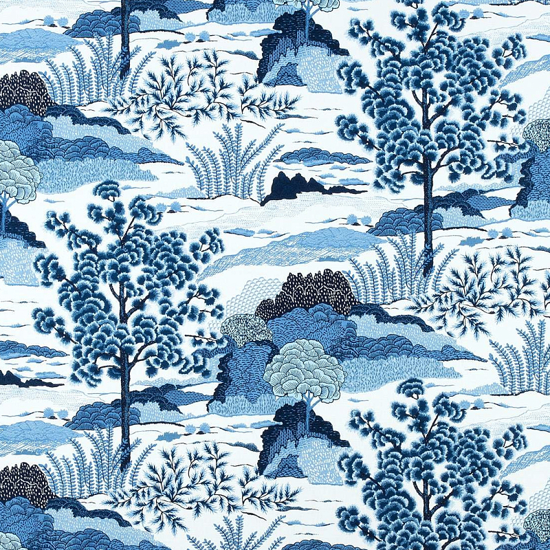 Ткань Blue landscape синий пейзах T3-89  в Тюмени | Loft Concept 