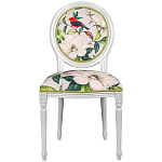 Стул светло-серый из натурального бука с изображением птиц и цветов Blooming Red Birds варинант исполнения - 1 | Loft Concept в Тюмени