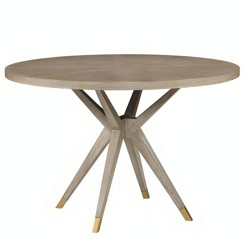 Стол обеденный круглый 4-х местный из дуба Round Oak Table Бежевый Черный Латунь Стол обеденный круглый 4-х местный из дуба Round Oak Table Бежевый Черный Латунь в Тюмени | Loft Concept