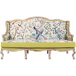 Диван из натурального бука бежевый с изображением птиц и цветов Beige Green Chinoiserie Garden Sofa варинант исполнения - 1 | Loft Concept в Тюмени