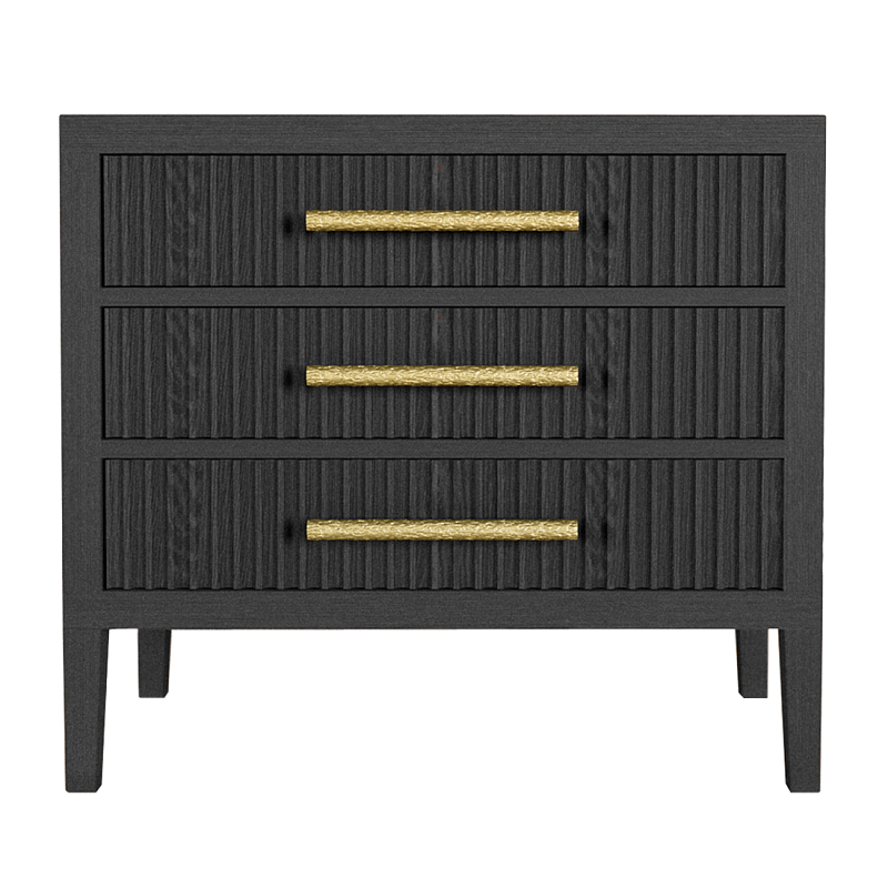 Тумба Primo  с тремя ящиками шпон Черный дуб Черный Золотой в Тюмени | Loft Concept 