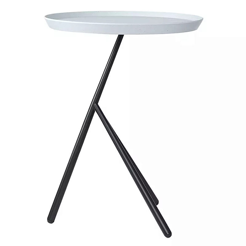 Столик приставной с круглой серой столешницей и черным основанием Round Stable Table Серый Черный Столик приставной с круглой серой столешницей и черным основанием Round Stable Table Серый Черный в Тюмени | Loft Concept