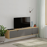 ТВ-тумба подвесная цвета древесины с 4-мя темно-серыми дверцами SPARK TV STAND OAK ANTHRACITE варинант исполнения - 3 | Loft Concept в Тюмени