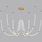 Люстра подвесная с 6-ю изогнутыми плафонами и белыми декоративными шариками PEARLS Suspension варинант исполнения - 3 | Loft Concept в Тюмени