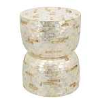 Приставной столик с мозаичным рисунком из раковин устриц Bone Inlay варинант исполнения - 1 | Loft Concept в Тюмени