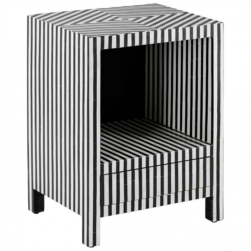 Тумбочка Black&white large storage Indian Bone Inlay nightstand Черно-белый Тумбочка Black&white large storage Indian Bone Inlay nightstand Черно-белый в Тюмени | Loft Concept