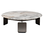 Столик журнальный с круглой мраморной столешницей на трех опорах Marble Stone Drawing варинант исполнения - 6 | Loft Concept в Тюмени