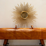 Зеркало-солнце круглое в раме из металла с золотыми с лучами Rays of Peace варинант исполнения - 2 | Loft Concept в Тюмени
