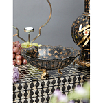 Блюдо черного цвета из фрафора на бронзовых ножках Eden Garden porcelain and bronze варинант исполнения - 3 | Loft Concept в Тюмени