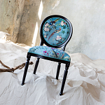 Стул из массива бука бирюзовый с изображением птиц и цветов Turquoise Chinoiserie Birds Garden Chair варинант исполнения - 6 | Loft Concept в Тюмени