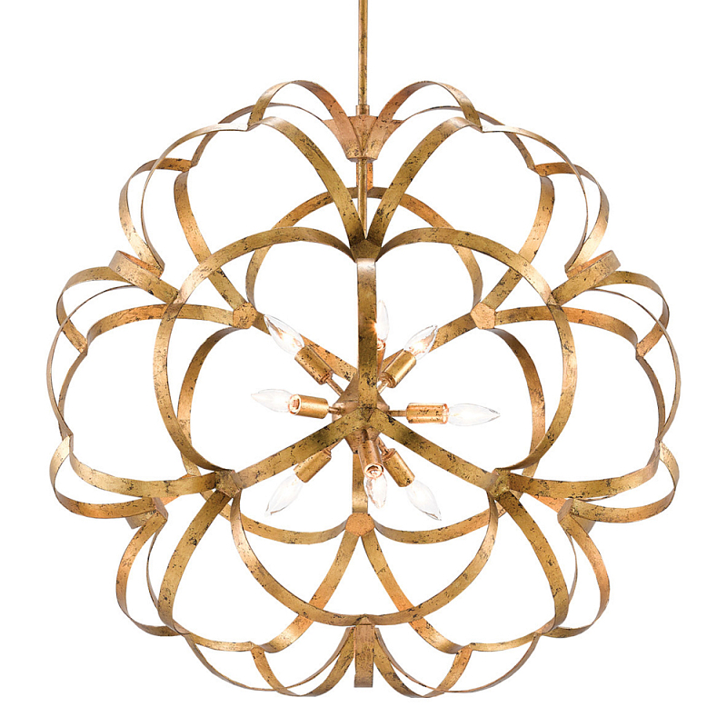 Люстра круглая в виде объёмного цветка Golden Flower Sphere Золотой Люстра круглая в виде объёмного цветка Golden Flower Sphere Золотой в Тюмени | Loft Concept