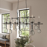 Люстра подвесная с 8-ю лампами и стеклянными круглыми подвесками Currey & Company варинант исполнения - 3 | Loft Concept в Тюмени