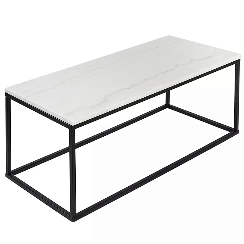 Журнальный столик прямоугольный White Marble Surface Белый Черный Журнальный столик прямоугольный White Marble Surface Белый Черный в Тюмени | Loft Concept
