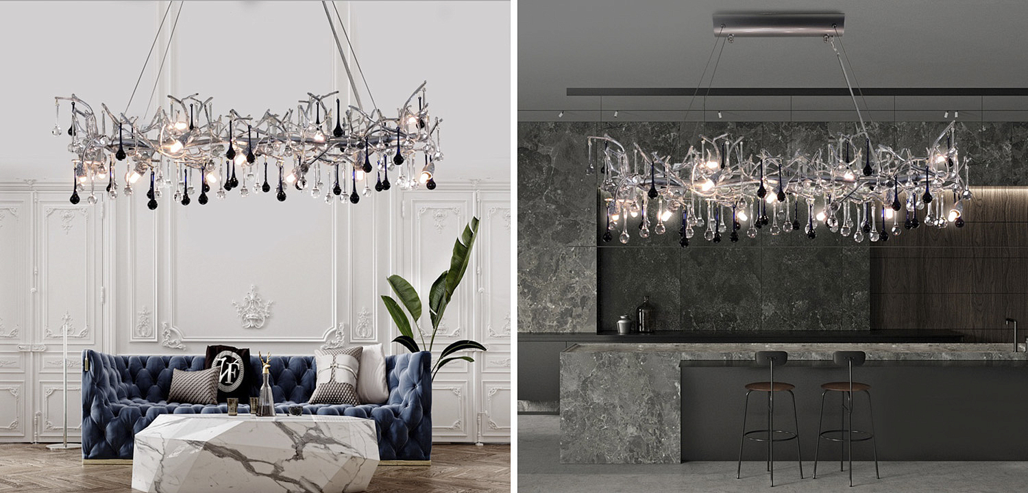 Люстра Waterfall Chandelier Crystal Silver Drops Люстра Waterfall Chandelier Crystal Silver Drops - Loft-Concept в Тюмени