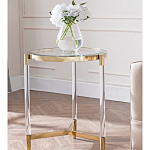 Золотой приставной столик с круглой стеклянной столешницей Weightless Table варинант исполнения - 8 | Loft Concept в Тюмени