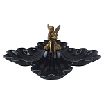 Менажница темно-синяя фарфоровая с бронзовой фигуркой ангела Eden Garden варинант исполнения - 1 | Loft Concept в Тюмени