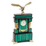 Часы настольные из натурального камня Малахит с декором в виде орла Eagle Stone Clock варинант исполнения - 2 | Loft Concept в Тюмени