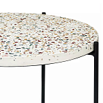 Кофейный столик с круглой разноцветной столешницей на 4-х черных ножках Multicolored Stone Composite варинант исполнения - 2 | Loft Concept в Тюмени