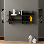 Полка прямая подвесная двухъярусная цвета антрацит BEADS BOOKCASE ANTHRACITE варинант исполнения - 1 | Loft Concept в Тюмени