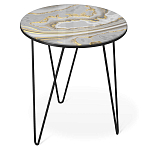 Стол журнальный c круглой столешницей из стекла серого цвета Gray and Gold Marble варинант исполнения - 1 | Loft Concept в Тюмени