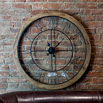 Часы настенные деревянные с римскими цифрами чёрного цвета Clock with History варинант исполнения - 2 | Loft Concept в Тюмени