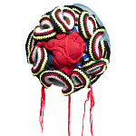 Подушка из джинсовой одежды и вязания Heart&Brain 2 варинант исполнения - 1 | Loft Concept в Тюмени