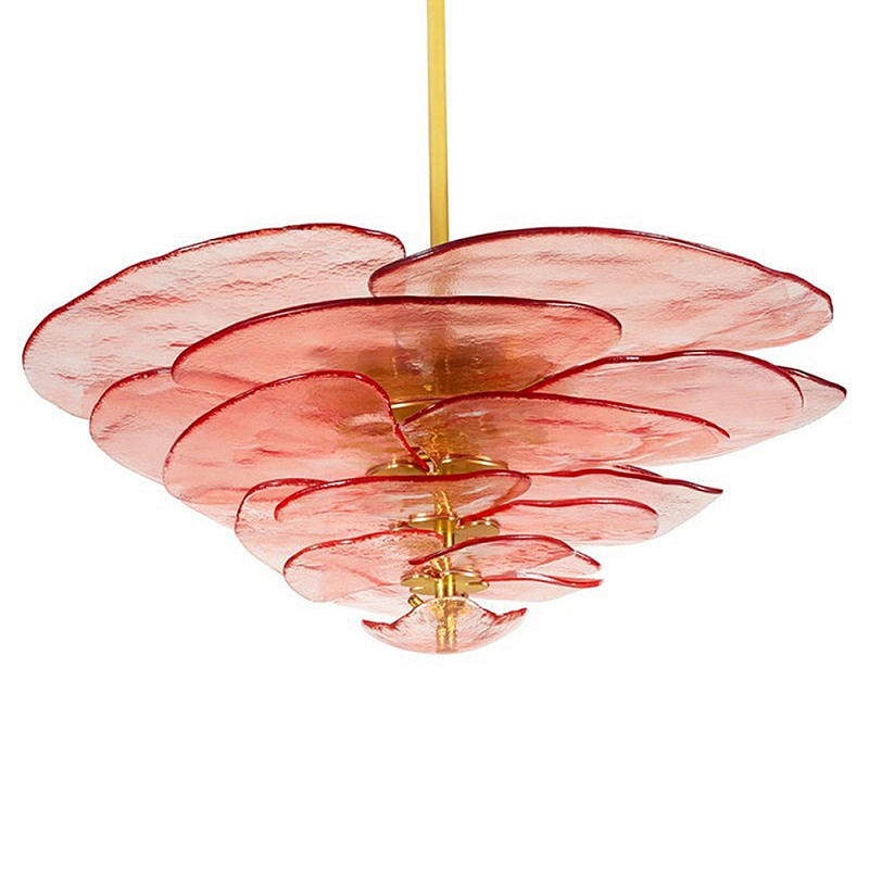 Люстра из розового стекла в форме листьев лотоса Glass Pink Sculpture Розовый Люстра из розового стекла в форме листьев лотоса Glass Pink Sculpture Розовый в Тюмени | Loft Concept