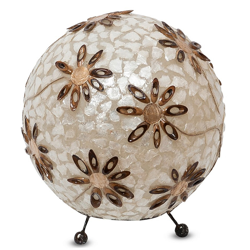 Настольная лампа из перламутра на металлическом каркасе Indonesian Ball Коричневый Черный матовый Перламутровый Настольная лампа из перламутра на металлическом каркасе Indonesian Ball Коричневый Черный матовый Перламутровый в Тюмени | Loft Concept