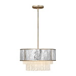 Люстра круглая с подвесками из текстурированного стекла молочного цвета Hinkley варинант исполнения - 9 | Loft Concept в Тюмени