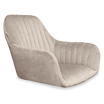 Барный стул со спинкой и подлокотниками на 4-х коричневых деревянных ножках Бежевый Велюр Ava Charm варинант исполнения - 5 | Loft Concept в Тюмени