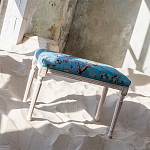 Банкетка из массива бука с цветочным принтом Turquoise Beige Chinoiserie Imperial  Garden Banquette варинант исполнения - 5 | Loft Concept в Тюмени