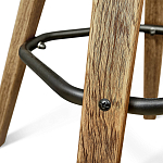 Барный стул со спинкой и металлической подставкой на 4-х деревянных ножках Зеленый Велюр Vendramin Chair варинант исполнения - 7 | Loft Concept в Тюмени