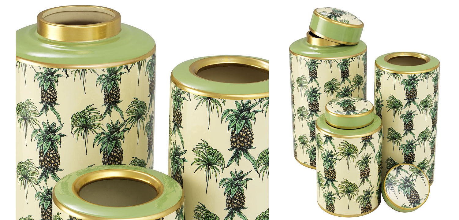 Комплект Ваз Eichholtz JAR PINEAPPLE SET OF 3 Комплект Ваз Eichholtz JAR PINEAPPLE SET OF 3 - Loft-Concept в Тюмени