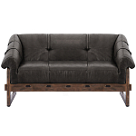 Двухместный диван Duncan винтажная черная кожа варинант исполнения - 1 | Loft Concept в Тюмени