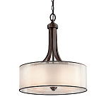 Люстра подвесная с двойным круглым плафоном из органзы и матового стекла Kichler варинант исполнения - 5 | Loft Concept в Тюмени