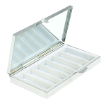 Таблетница карманная прямоугольная на 7 отделений с зеркалом и накладкой из натурального камня Содалит Silver Stone Pillboxes варинант исполнения - 2 | Loft Concept в Тюмени