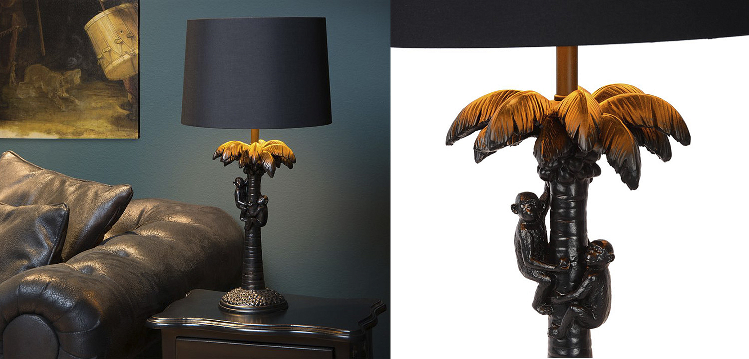 Настольная лампа Черная Пальма Monkeys on a palm table lamp black Настольная лампа Черная Пальма Monkeys on a palm table lamp black - Loft-Concept в Тюмени