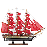 Декоративная модель деревянного парусника с красными парусами в подарочной упаковке With The low варинант исполнения - 1 | Loft Concept в Тюмени