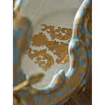 Чаша голубого цвета с оранментом и и бронзовыми фигурами леопардов Eden Garden варинант исполнения - 11 | Loft Concept в Тюмени