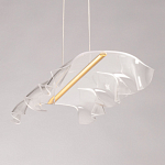 Люстра линейная с 3-мя белыми волнистыми плафонами Wave Line варинант исполнения - 7 | Loft Concept в Тюмени