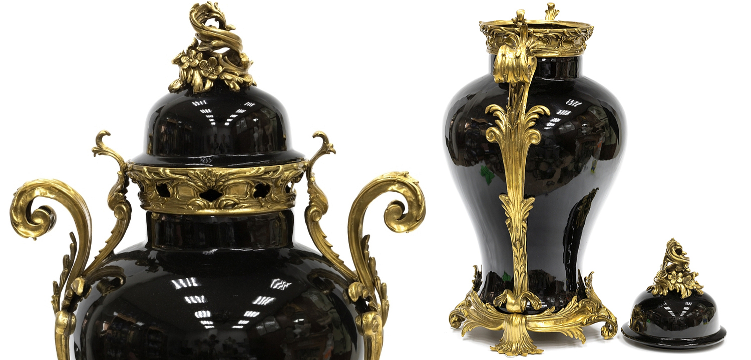 Большая ваза Selenia Black Vase Bronze Patterns Большая ваза Selenia Black Vase Bronze Patterns - Loft-Concept в Тюмени